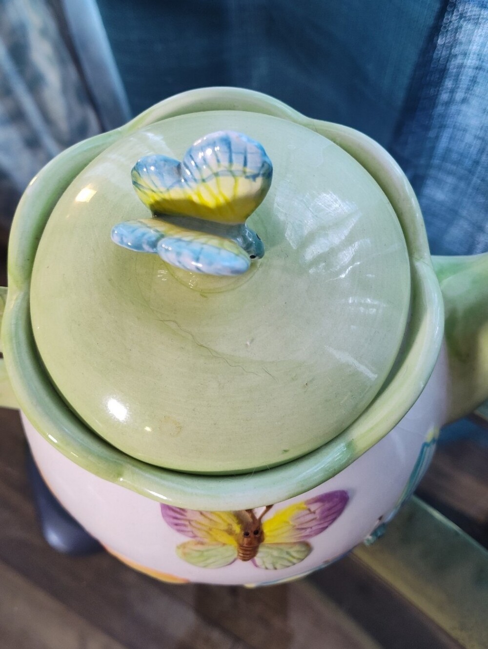 Vintage Butterfly Teapot Ceramic Accents & Occasions Cottagecore Spring Garden - Picture 11 of 14